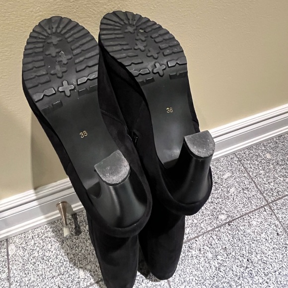 Browns Faux Suede Platform Knee High Solid Black Boots Size8 - Picture 4 of 11